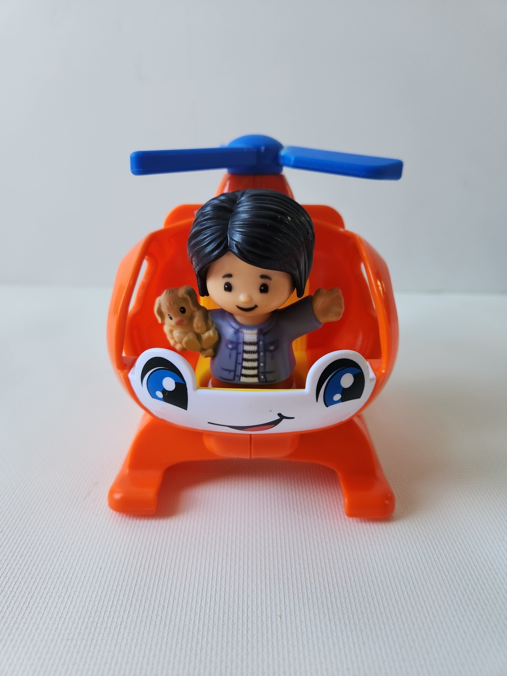 Fisher-Price Little People Orange Helicopter With Lady Figure Kids Toy Vehicle